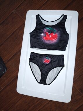 Black Cherry Print Lingerie Set
